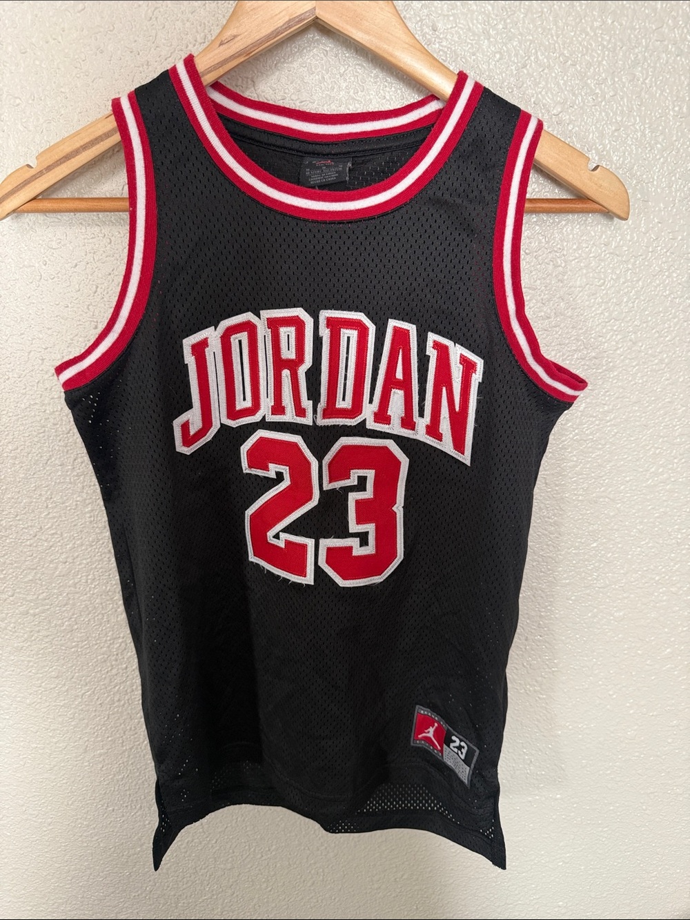 Jordan Kids Black, Red & White '23 Mesh Basketball Jersey